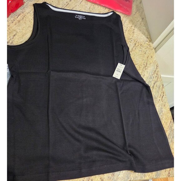 NWT Lot of 2 Talbots The Tee 100% Pima Cotton Sleeveless Size XL Pet Black Blue - Picture 8 of 13